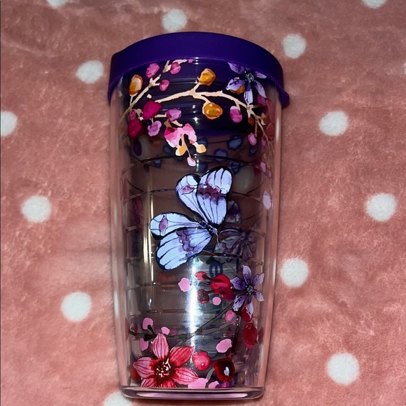 Tervis Watercolor Brand Purple Butterfly Insulated Tumbler 16 oz NWT - Picture 4 of 8